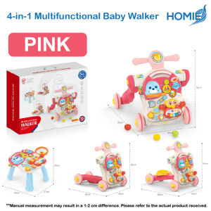 HOMIE 4-in-1 Multifunctional Baby Walker/Balance Bike/Toddler Scooter/Detachable Activity Table Game