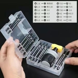 Bộ tô vít trợ lực đa năng 26 chi tiết tay lùn trợ lực vặn cóc chống trượt thân thép CRV siêu cứng nam châm-NIEVE
