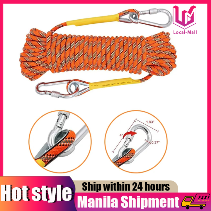 【24 hours delivery】10/20M Static Utility Rope With 2 Carabiner Outdoor ...