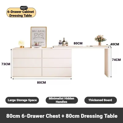 KEKEE Dressing Table With Top Adjustable Desk Multi-functional Storage Cabinet Combination Table Waterproof and Moisture-proof Expandable Dressing