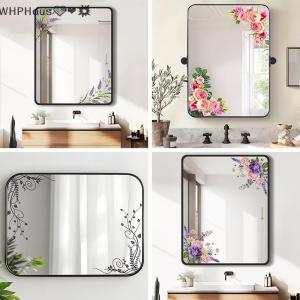 WP💓💛💖 Spring Green Leaf And Floral Wall Stickers Glass Sticker For Shower Doors Mirrors Bathroom Glass Self-Adhesive Removable