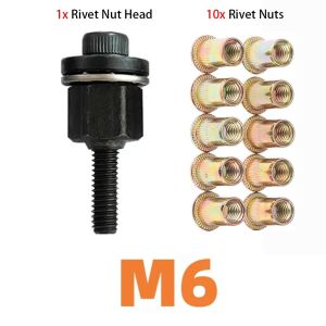 INVADER 11Pcs/Set M3 M4 M5 M6 M8 M10 Hand Rivet Nut Mandrel Staple Easy Installation Head Rivet Tool Set  Electric Riveting Adapter Manual Riveter Tool