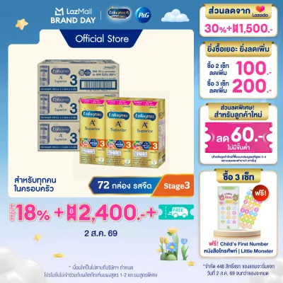 [สินค้าขายดี] นมกล่อง เอนฟาโกร ยูเอชที ซุพีเรียร์ สูตร3 (24 กล่อง) x3 ลัง Enfagrow UHT Superior Stage3 (24 boxes) x3 cases *แพ็คเกจอยู่ระหว่างการเปลี่ยนแปลง