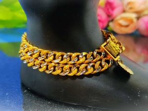 Sesuai Utk BUDAK Shj.Emas Korea(24K Gold Plated) Rantai Tangan Pattern Bunga(Pasir Sinar)2 in 1 Ada 2 jenis warna pilihan