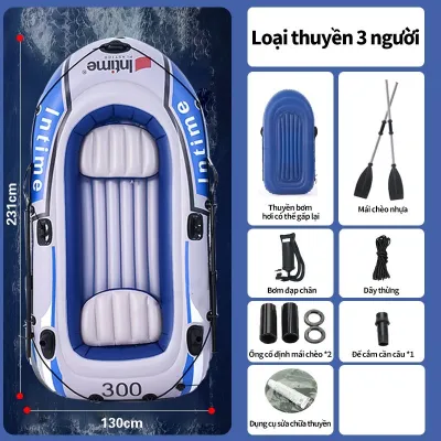 Thuyền hơi thuyền phao xuồng bơm câu cá 3-4 người lớn dày rộng cao cấp chắc chắnkayak thuyền