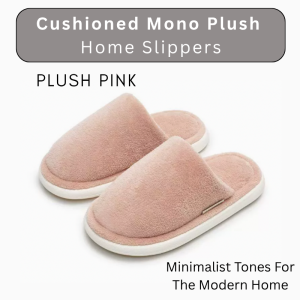 [SG STOCK] Cushioned Mono Plush Home Slippers | Thickened Anti-Slip Sole | Soft Indoor Closed-Toe Clog | Office Slippers