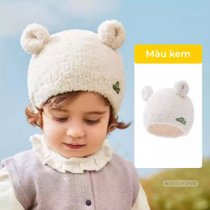Mũ len cho bé kèm khăn Lemonkid chất liệu len nhung 2 mặt siêu ấm kháng khuẩn chống tĩnh điện