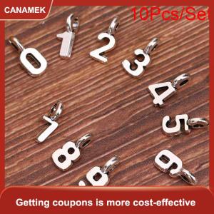 【CANAMEK】 10 cái bộ hợp kim mix Arabic chữ số quyến rũ Mặt dây chuyền trang sức DIY làm thủ công mỹ nghệ
