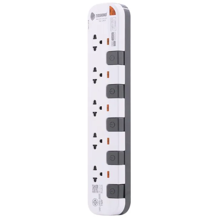 รางปลั๊ก5ช่อง 5สวิตช์10ม.มอก.ขาวเทา โตชิโน P5310-10M WG | Lazada.co.th