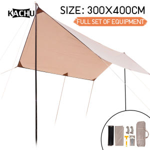 (buong set ng kagamitan) 3x4m/3x5m awning waterproof tent awning surface canopy outdoor camping beach tent tent tarp