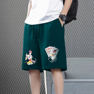 กางเกงขาสั้นทรงตรงลำลองพิมพ์ลายโลโก้ใหม่ในช่วงฤดูร้อนปี 2025 สำหรับผู้ชาย กระเป๋าด้านข้าง เอวยางยืด มีเชือกผูก