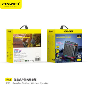 Awei ลำโพงบลูทูธกลางแจ้ง15W ฮอร์น TWS การเชื่อมต่อ3D LED แสงโดยรอบสเตอริโอเสียงไฮไฟสเตอริโอเสียงเบสแน่นลำโพงไร้สายสำหรับงานปาร์ตี้ทีวีบ้าน