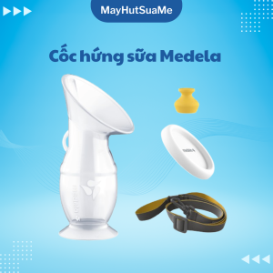 Cốc hứng sữa Medela Silicone Breast Milk Collector 100ml có nút bịt đế hút và dây buộc