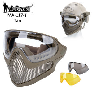 WOSPORT Tactical Face Mask with Goggles Black Full Face Protective mask for Outdoor Sport