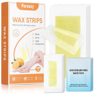Wax Strips for Hair Removal 100 Count Face and Body Waxing Kit 2 Sizes with 5 Oil for Eyebrow Upper Lip Legs Underarms and Bikini