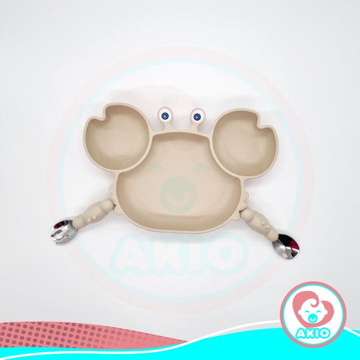 Akio%20Baby%20Kiara%20Crab%20Design%20Silicone%20Suction%20Plate%20with%20Spoon%20and%20Fork%20-%20Image%204