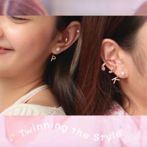 A.CEMI [Gold Plated] Initial Pearl Earring- 1 ข้าง ต่างหูมุกแท้ ต่างหูเงินแท้ ชุบทอง 18K สีทอง ต่างหูตัวอักษร ของขวัญแฟน