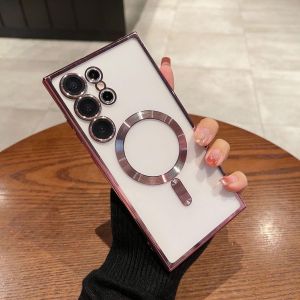 Crashstar với ống kính phim MagSafe HD mạ trong suốt mềm chống rơi vỏ điện thoại cho Samsung Galaxy S25 Ultra S24 + S23 S22 Ultra Plus S21 FE A56 A36 A26 A16 A55 A35 A25 A15 A54 A34 A14 5g A06 a05s A24 vỏ ốp điện thoại sạc không dây