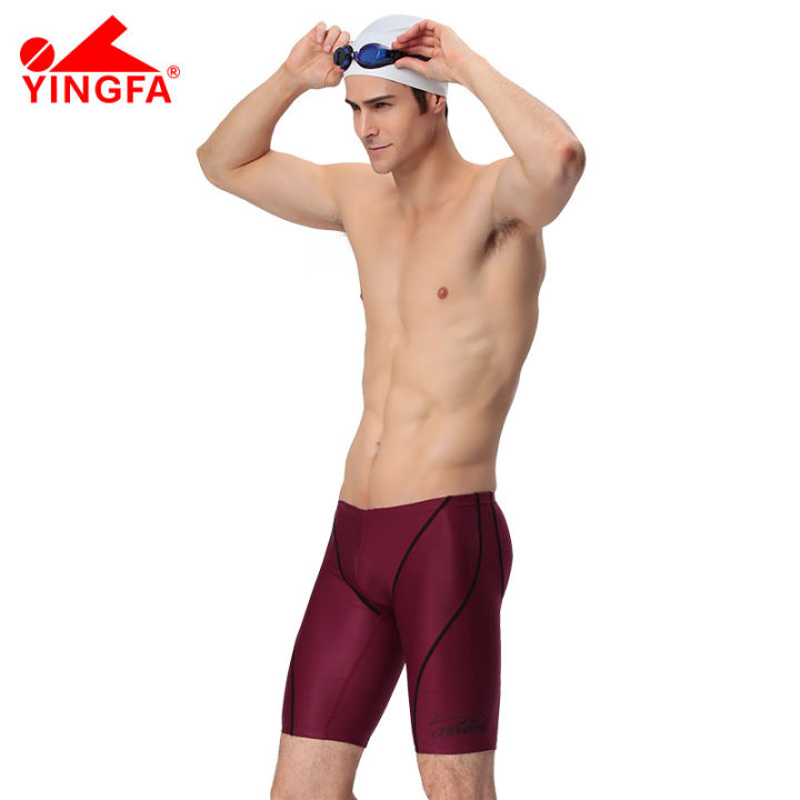 Yingfa Men's 9402 Racing Training Jammers - FINA Approved Swim Trunks, All Sizes Available, Black
