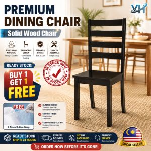 Solid Wood Kerusi Meja Makan Dining Chair Ergonomic Kerusi Chair Wooden Furniture Perabot Ready Stock Tersedia