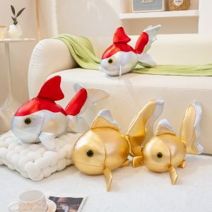 JOJO CASTLE Goldfish Lucky Koi Animals Plush Toys 40/45cm PU Leather Goldfish Cartoon Sift Dolls Kids Birthday Gifts Decor Throw Pillow Home Decor