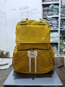 Tas Ransel Wanita List Kulit 12280-22-51# Kanvas Backpack