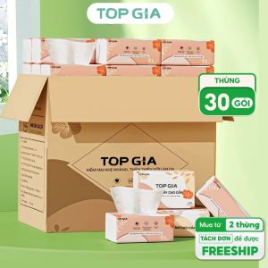 Khăn giấy rút Top Gia sắc hạ cao cấp 4 lớp dập vân 4D thành phần bột giấy từ thiên nhiên