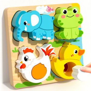 3D Wooden Puzzle Toys Kids Montessori Toys Animal Car Building Blocks Early Educational Gifts Mainan