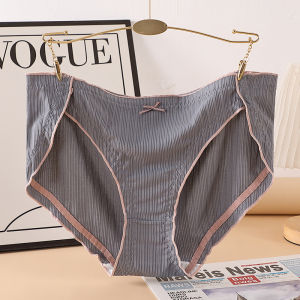 KUCHAR M-4XL Plus Size Panties For Women Cotton Fat Girls Underwear Bow-Knot Thread Mid-Waist Breathable High Elasticity Briefs