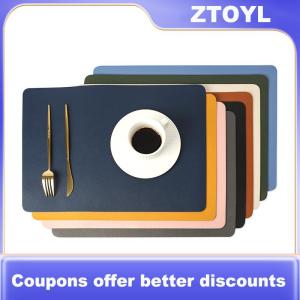 【ZTOYL】 Double-layer Leather Table Mat Nordic Heat-proof Placemat Insulation Waterproof Oil-proof Table Mats For Home Hotel Decoration