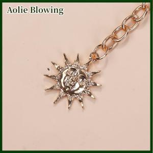 Aolie Punk Hip Hop Style Gothic Sun Moon High Waist Chain Metal Belts For Women Dress Jewelry Waist Chain Waist Belts Pendant Belts