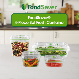 FoodSaver® 4-Piece Fresh Container Set | Vacuum Seal Food Storage | BPA-Free & Stackable