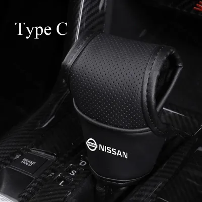 PU Leather Car Gear Shift Knob Protective Cover Hand Brake Anti-slip Sleeve for Nissan Navara Terra almera Leaf Mrach Note GT-R 370Z Patrol Serena X-Trail