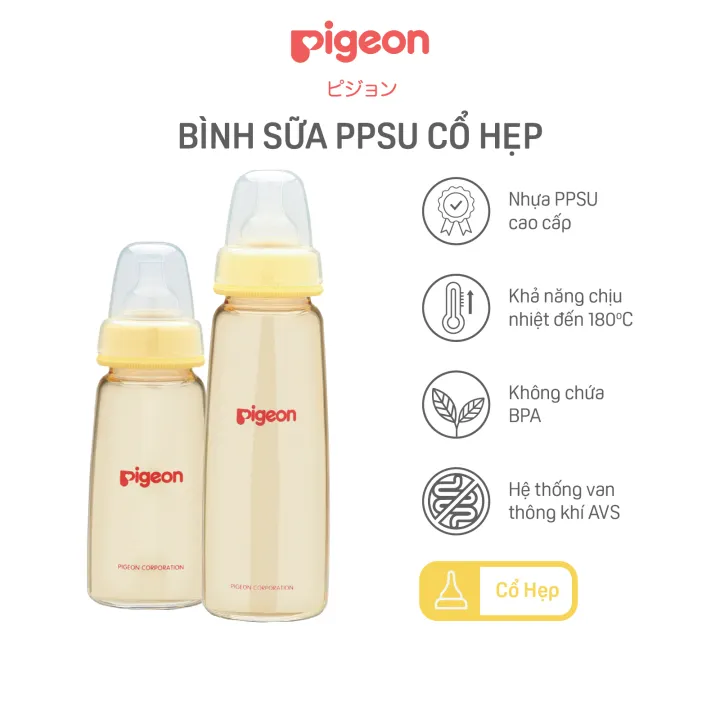 Bình Sữa Cổ Hẹp PPSU Pigeon 240ml (M)