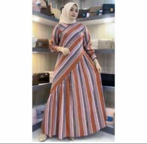 GAMIS AYOMI PREMIUM GAMIS KEKINIAN MODEL STRIPE SERONG // AYOMI DRESS BUSUI TERBARU 2024