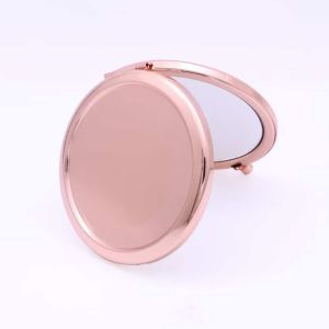 Round Foldable Retro Alloy Compact Pocket Mirror Folded Makeup Cosmetic Mirror for Rose Gold Make Up Cosmetic Portable