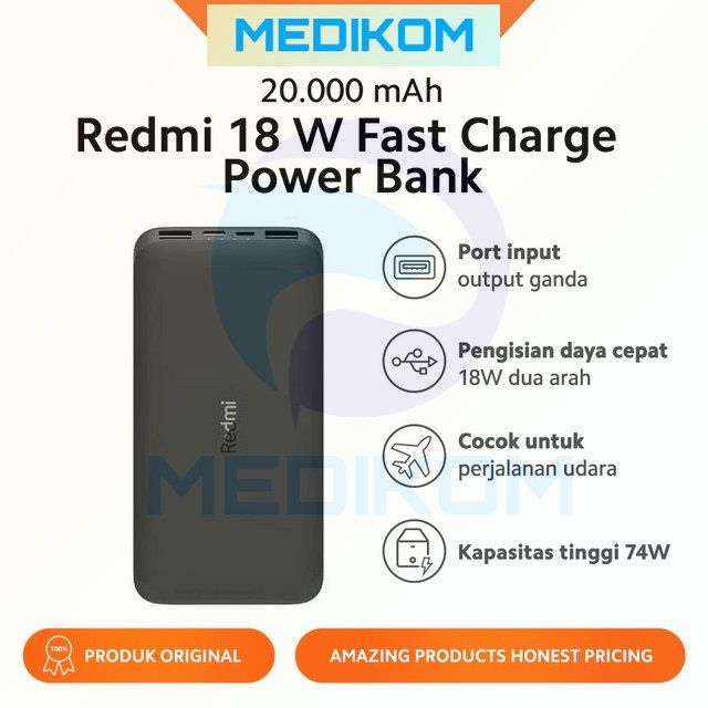 Powerbank Xiaomi redmi 20000mAh 18W Fast Charge Lazada Indonesia