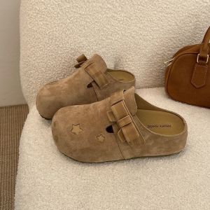 Free Shipping Half-Slipper WomenS 2026 New Spring Thick-Soled Height-Increasing Versatile Slip-On Star-Toe Slippers For Outdoor Wear