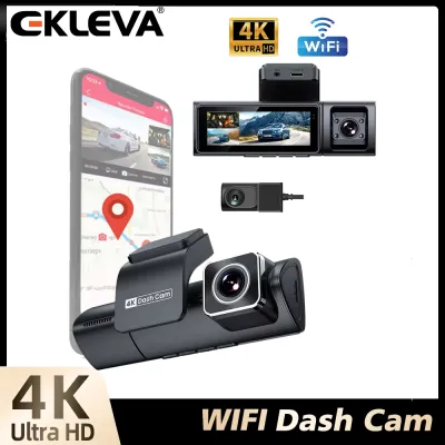 Ekleva 3 Kênh 4K Dash Cam Cho Xe Ô Tô Tích hợp Wifi Ứng Dụng Camera ô tô 3.2Inch IPS Màn Hình quan sát ban đêm IR ghi lặp lại Dashcam