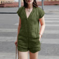 BB[3 Days Delivery] Celmia ZANZEA Womens Vintage Terno Outfits OOTD Sets Lapel Shirts Loose Elastic Waist A-Line Pants Suits #8. 
