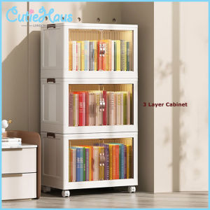 Cutiehaus 57cm Large Capacity Foldable Household 2 Doors Storage Cabinet For Snacks Toys Clothes And Quilts Storage Box Multi Layer Storage