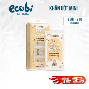Hộp 20 gói khăn ướt mini size Teen Wipes gói 8 tờ nhỏ gọn bỏ túi không mùi cho học sinh sinh viên