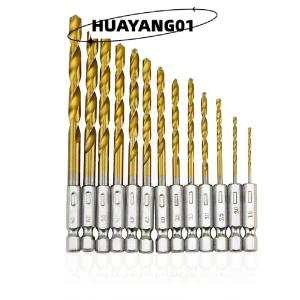 HUAYANG01 [2023 new HOT FASHION] lazlook ดอกสว่านทังสเตนคาร์ไบด์13ชิ้นเครื่องมือไฟฟ้า HSS ดอกสว่านเคลือบไทเทเนียม