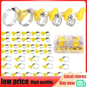 48pcs 8-29mm Thumb Screw Hose Clamps Assortment Kit Key-Type Stainless Steel Worm Gear Hose Clamp