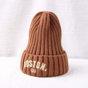 Letter Embroidery Baby Hat Winter Warm Knitted Baby Boys Girls Hat Bonnet Soft Ear Protection Infant Toddler Kids Cap Beanies