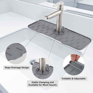 Washbasin Sink Faucet Silicone Draining Mat Drain Pad Reusable Faucet Splash Proof Silicone Pad