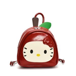 LANGJ คาวาอี้ กระเป๋าแมวคิตตี้ การ์ตูน ความเด็กๆ กระเป๋าเป้แมว KT น่ารัก โบว์ กระเป๋าแมวผลไม้ การเดินทาง