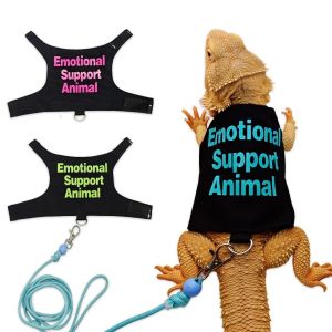 JPTD Soft Emotional Support Animal Harness Escape-Proof Adjustable Lizard Leash Harness Back Belt Breathable Bearded Dragon Harness Outdoor Use