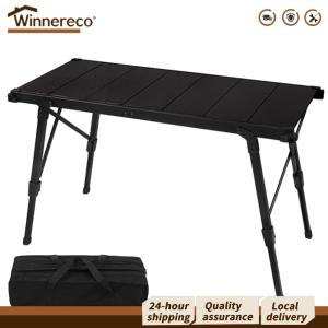 [Winnereco Flagship Mall]โต๊ะตั้งแคมป์พับได้ปรับระดับสำหรับตกปลาและปิกนิก โครงสร้างแข็งแรง ทนต่อสภาพอากาศ เหมาะสำหรับการใช้งานกลางแจ้ง