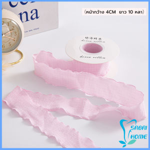 Easy ริบบิ้นเส้นด้ายผ้าลินิน แต่ช่อดอกไม้ ของขวัญ หน้ากว้าง 4CM ยาว 10 หลา Wrinkled Ribbon